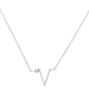 Silver Stone Initial Pendant Necklace - V,