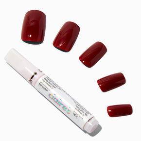 Red Glossy Mid Square Vegan Faux Nail Set - 24 Pack,