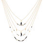 Gold Black &amp; White Beaded Multi Strand Necklace,