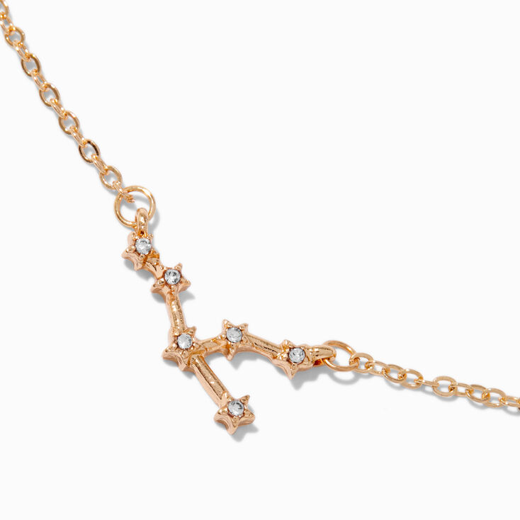 Gold-tone Zodiac Constellation Pendant Necklace - Taurus,