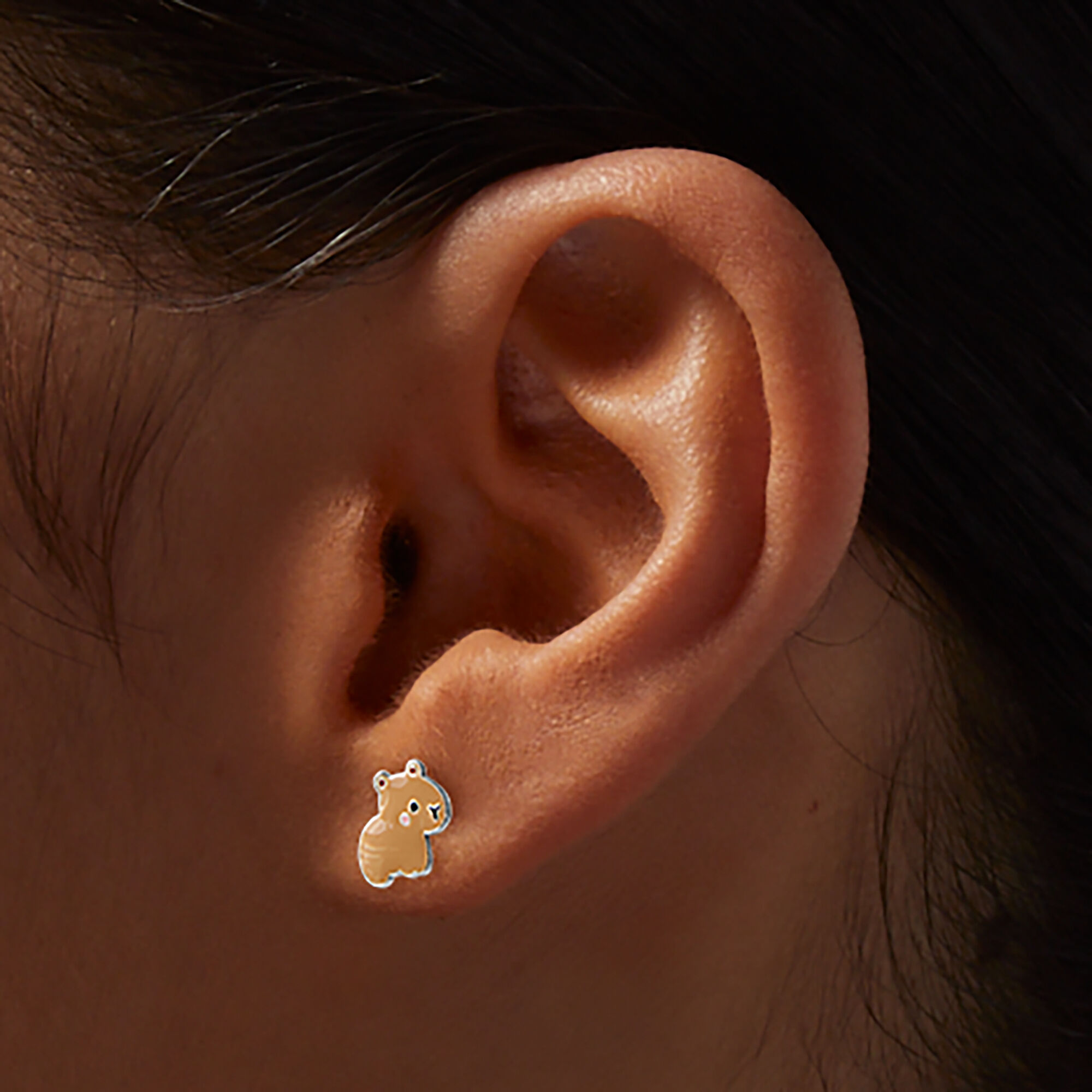 Sterling Silver Capybara Stud Earrings,