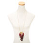 Gold Polka Dot Feather Long Pendant Necklace - Red,