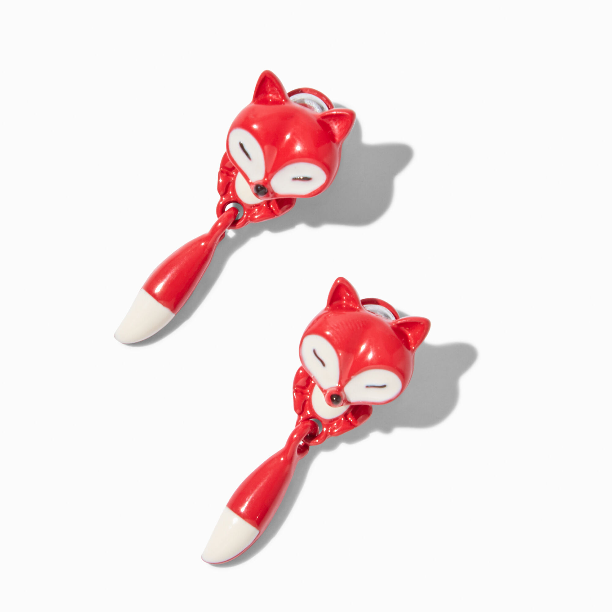 View Claires Small Fox Front Back Earrings Red information
