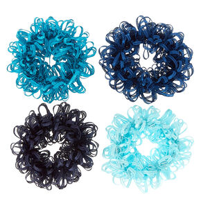 Small Ocean Looped Hair Scrunchies - Blue, 4 Pack,