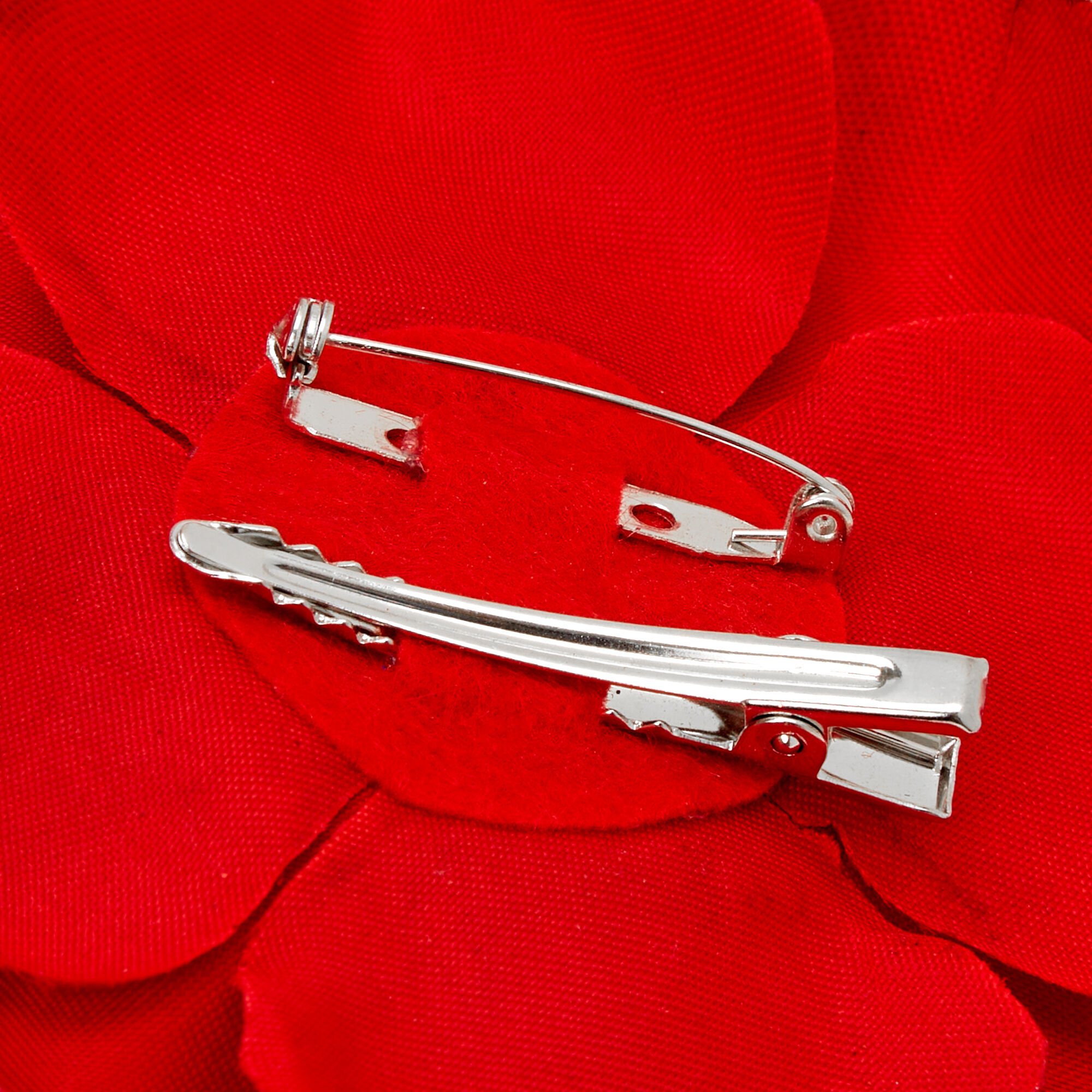 Glitter Flower Hair Clip & Pin - Red,