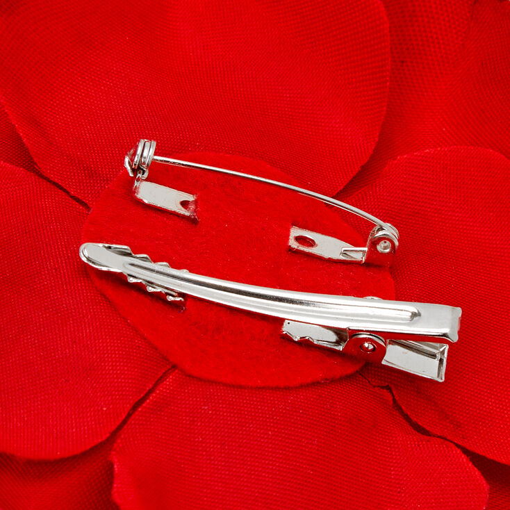 Glitter Flower Hair Clip &amp; Pin - Red,