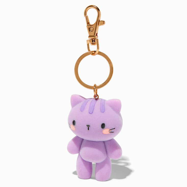 Purple Plush Cat Keychain ,