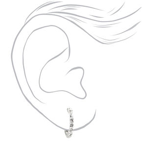 C LUXE by Claire&#39;s Sterling Silver 12MM Crystal Embellished Hoop Earrings,