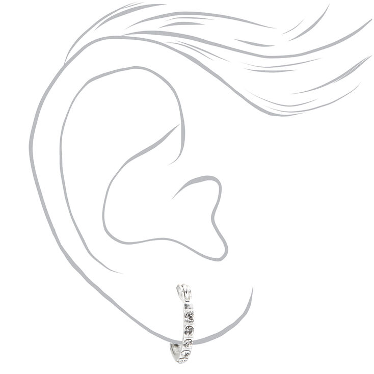 C LUXE by Claire&#39;s Sterling Silver 12mm Crystal Embellished Hoop Earrings,