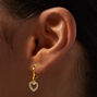C LUXE by Claire&#39;s 18k Yellow Gold Plated Crystal Open Heart 10MM Huggie Hoop Earrings,