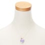 Holographic Heart Locket Pendant Necklace - Purple,