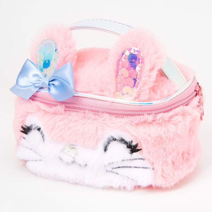 Claire's Trousse de maquillage lapin en peluche - Rose