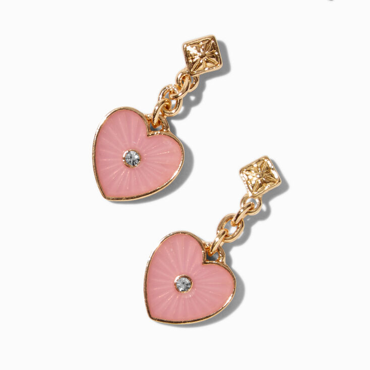 Blush Pink Heart Micro Drop Earrings,