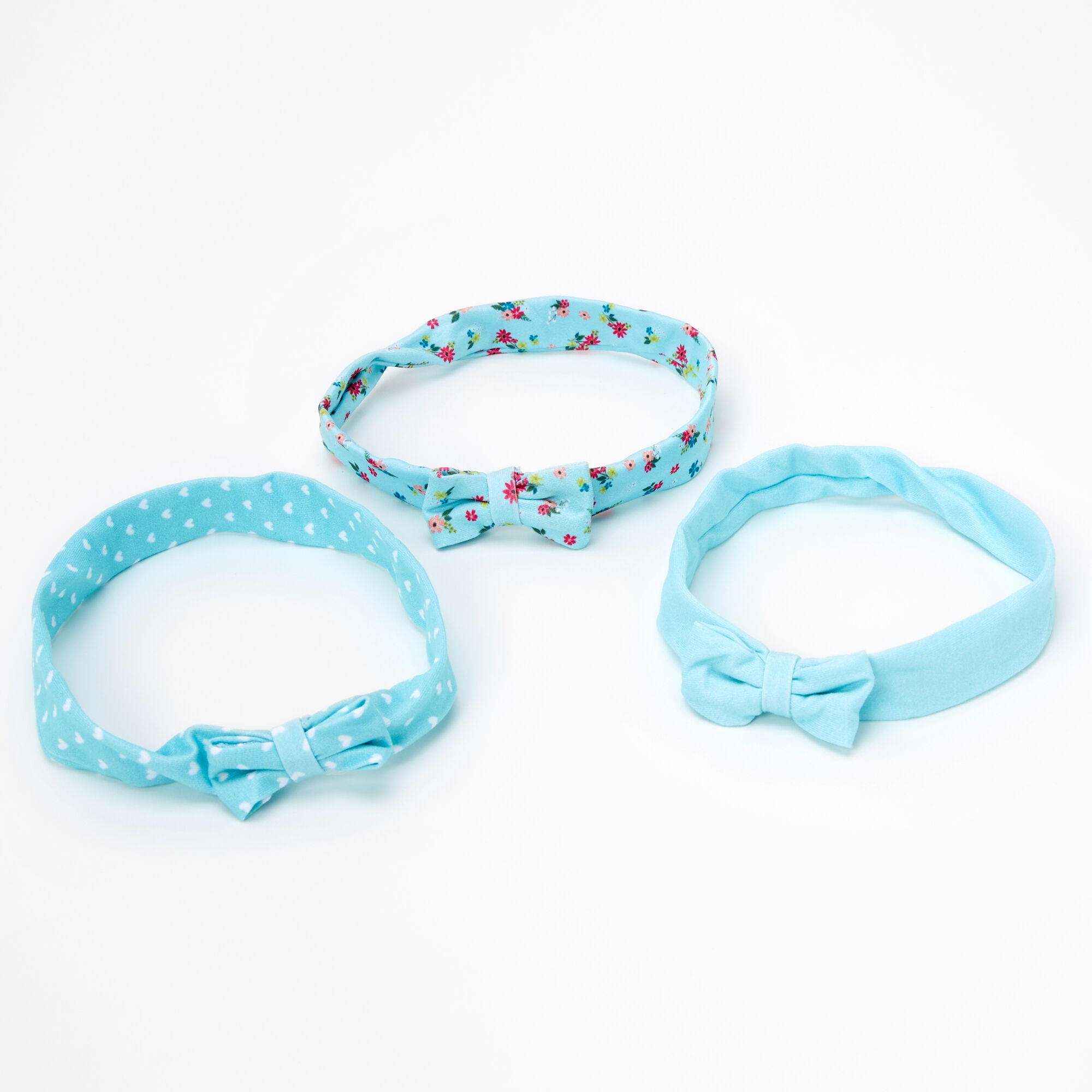 Claire's Club Spring Floral Bow Headwraps - Mint, 3 Pack,