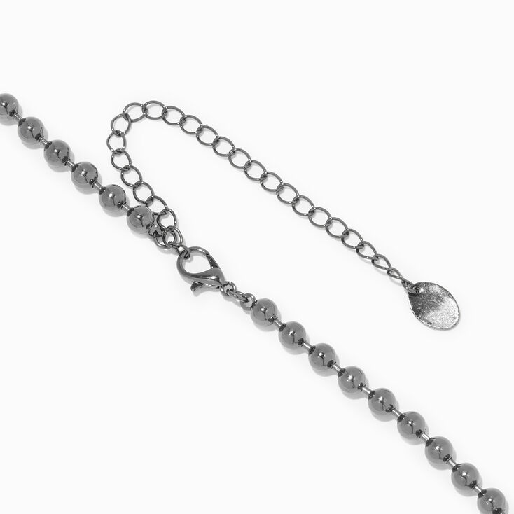 Hematite Beaded White Pearl Confetti Charm Necklace,