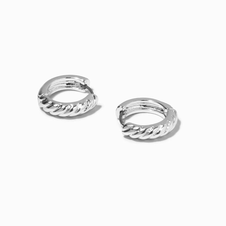 Silver-tone Rope 15mm Huggie Hoop Earrings,