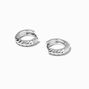 Silver 15MM Twist Huggie Hoop Earrings,