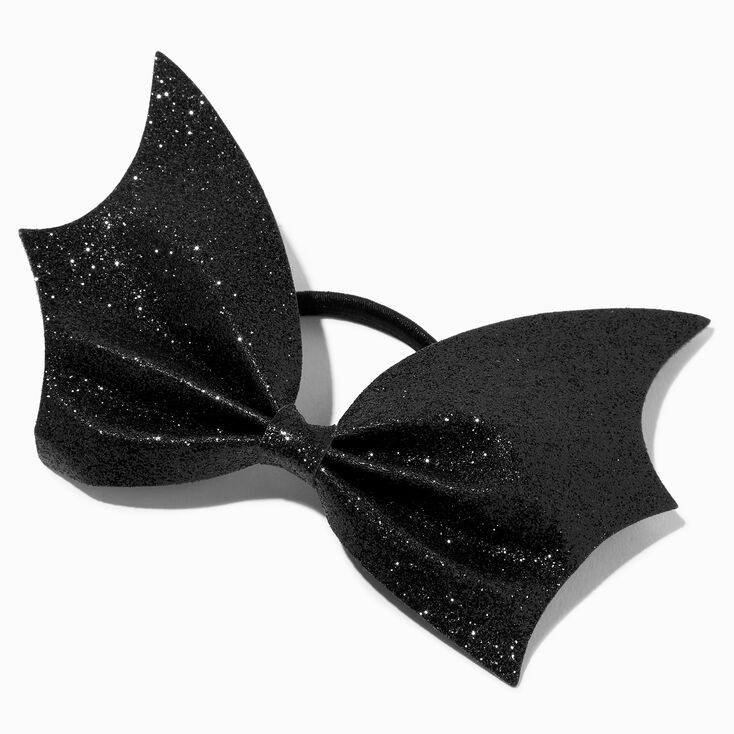 Glitter Large Black Bat Hair Bow Tie,
