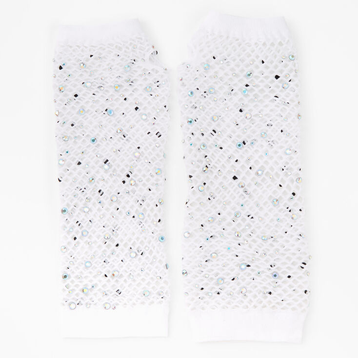 Mitaines en r&eacute;sille avec strass - Blanc,