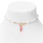 Gold Coral Pearl Toggle Clasp Choker Necklace,