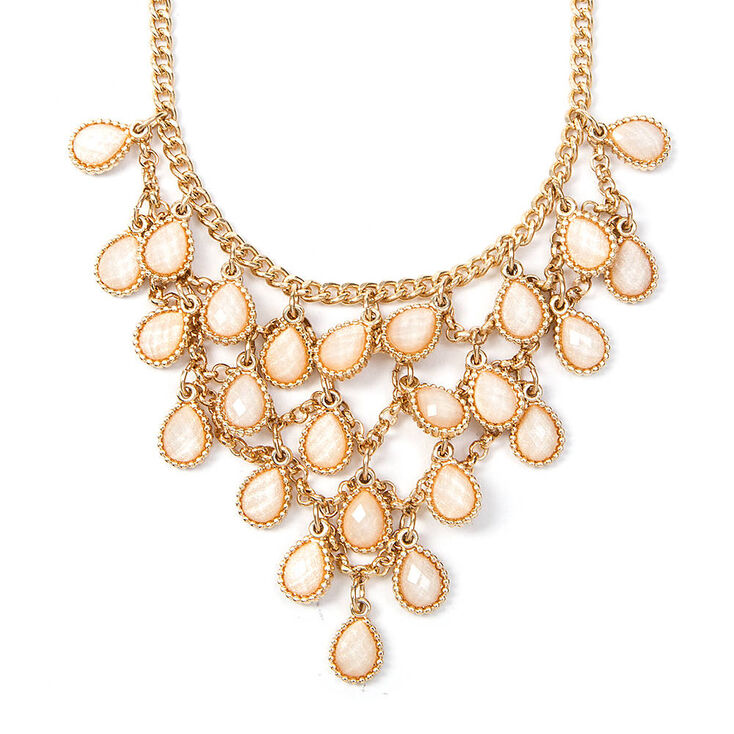 Claire's Collier plastron avec gouttes superposées à pierre d'imitation scintillantes