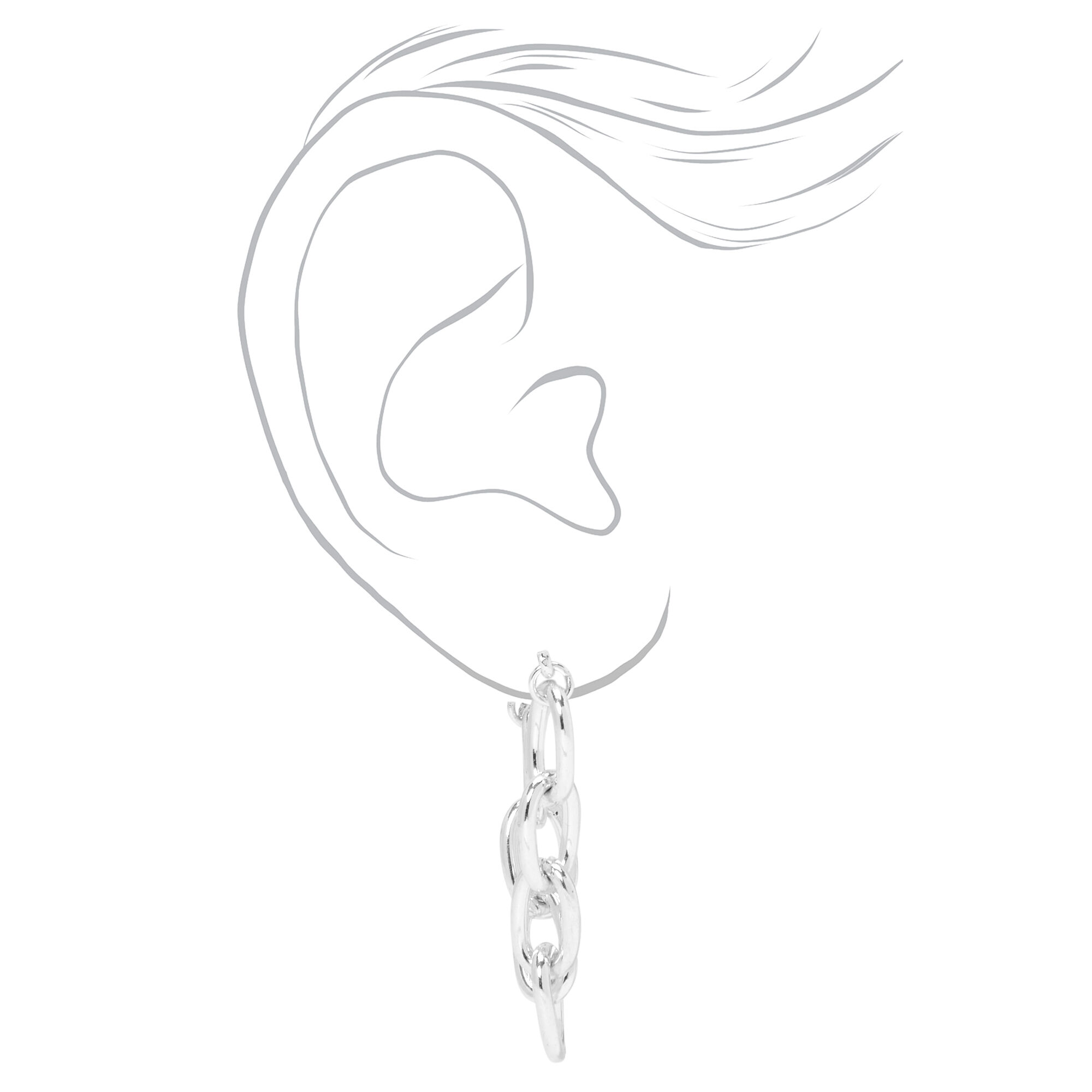 Silver-tone 1" Chunky Chainlink Front & Back Drop Earrings,