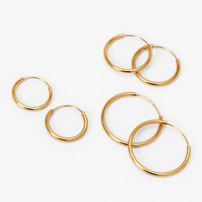 18kt Gold Plated Classic Hoop Earrings - 3 Pack,