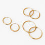 C LUXE by Claire&#39;s 18kt Gold Plated Classic Hoop Earrings - 3 Pack,
