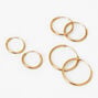 18kt Gold Plated Classic Hoop Earrings - 3 Pack,