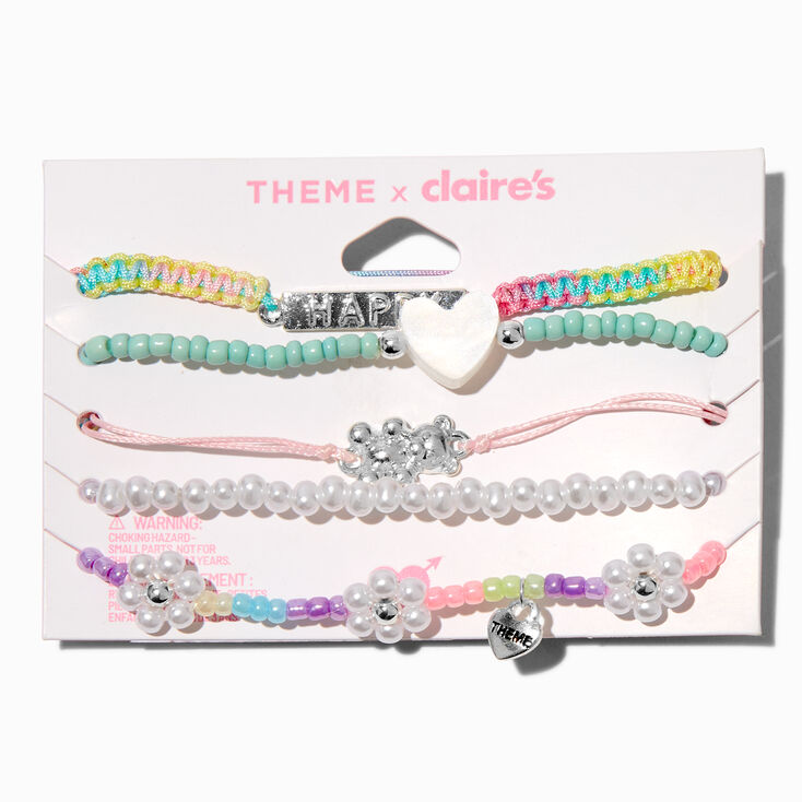 T H E M E x Claire&#39;s &#39;&#39;Happy&#39;&#39; Beaded Bracelet Set - 5 Pack,