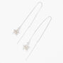 Silver 3&quot; Embellished Star Threader Drop Earrings,