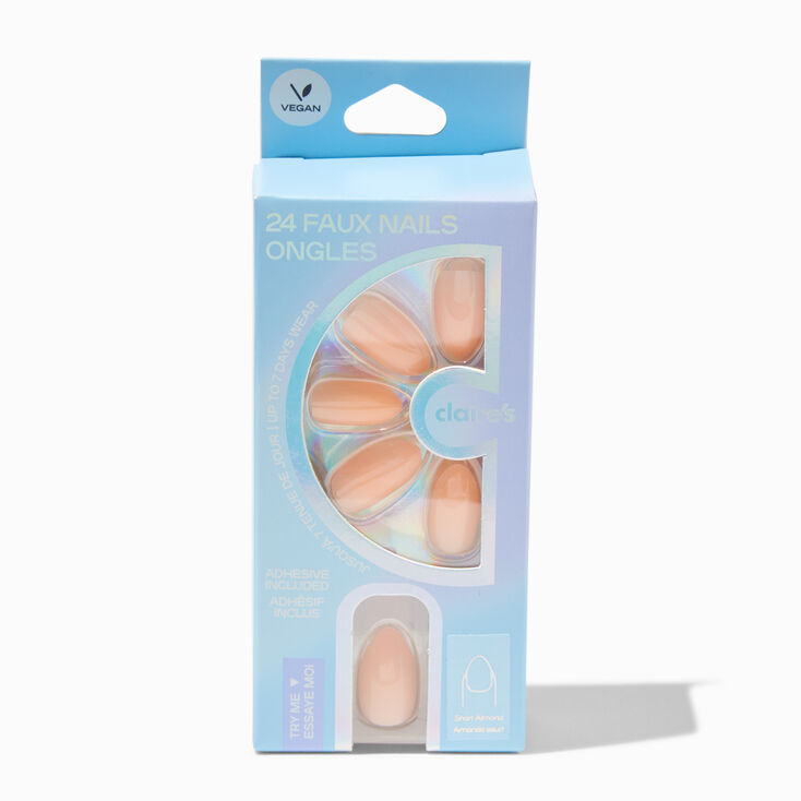 Orange Glossy Short Almond Vegan Faux Nail Set - 24 Pack,