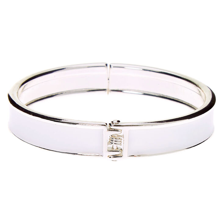Silver Hinge Cuff Bracelet - White,