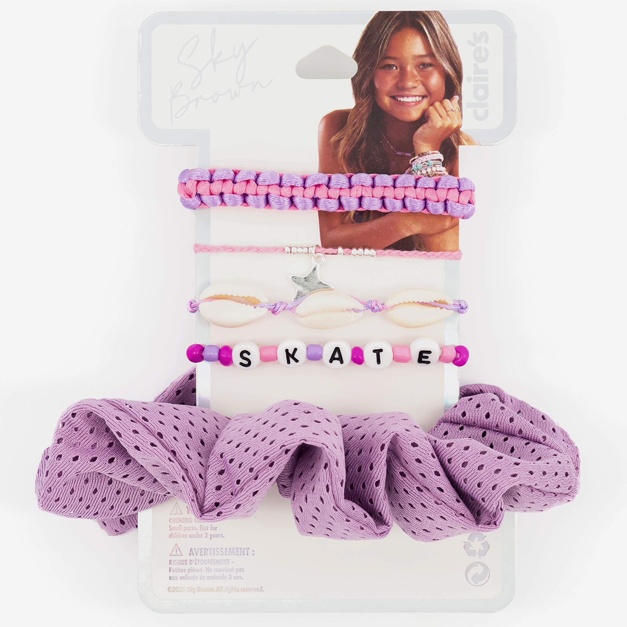Chouchou et bracelets sport Sky Brown™ - Lilas, lot de 5,