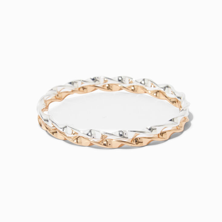 Mixed Metal Twisted Bangles - 2 Pack,