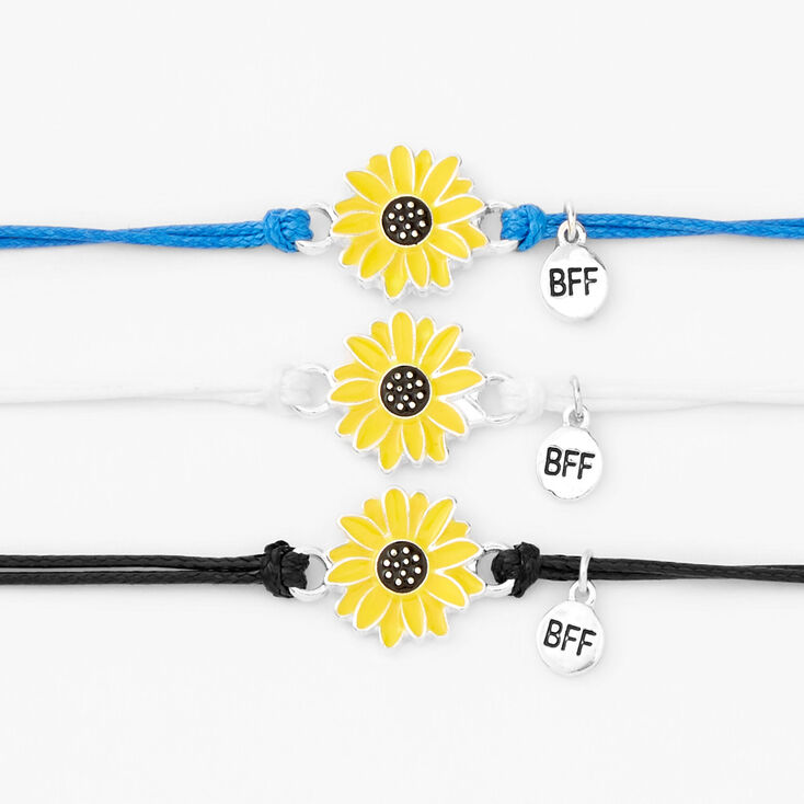 Best Friends Sunflower Adjustable Bracelets &#40;3 Pack&#41;,