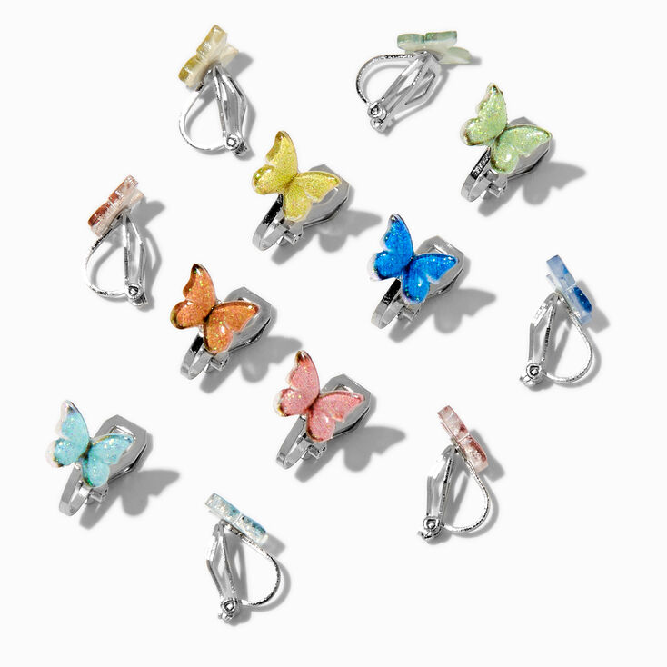 Butterfly Clip-On Stud Earrings - 6 Pack,