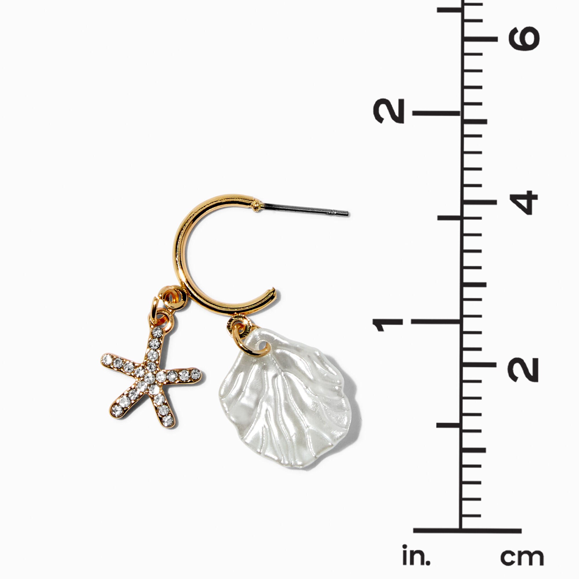 Gold-tone Coastal Charms 10MM Hoop Earrings ,