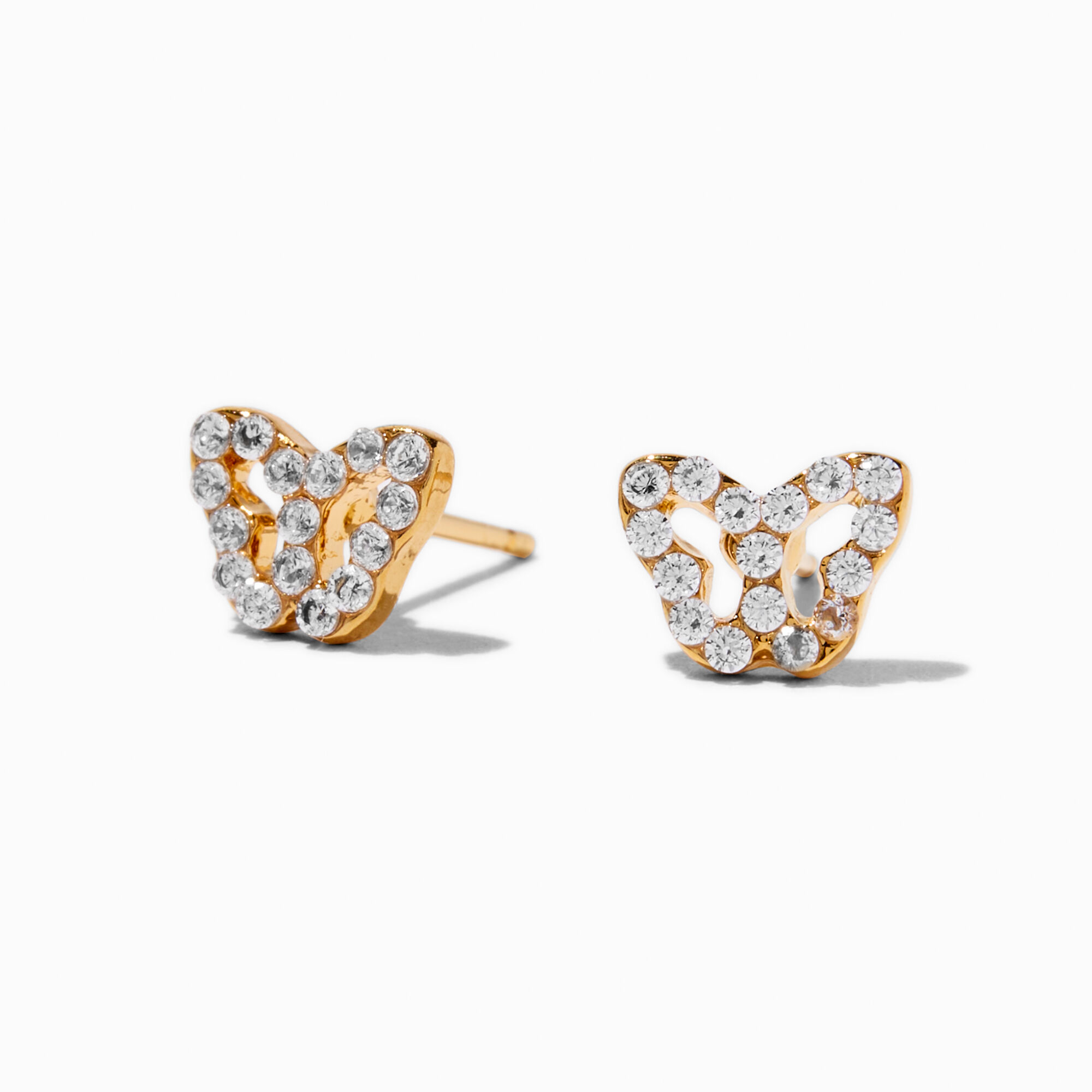View C Luxe By Claires 18K Gold Plating Cubic Zirconia Pavé Butterfly Stud Earrings Yellow information