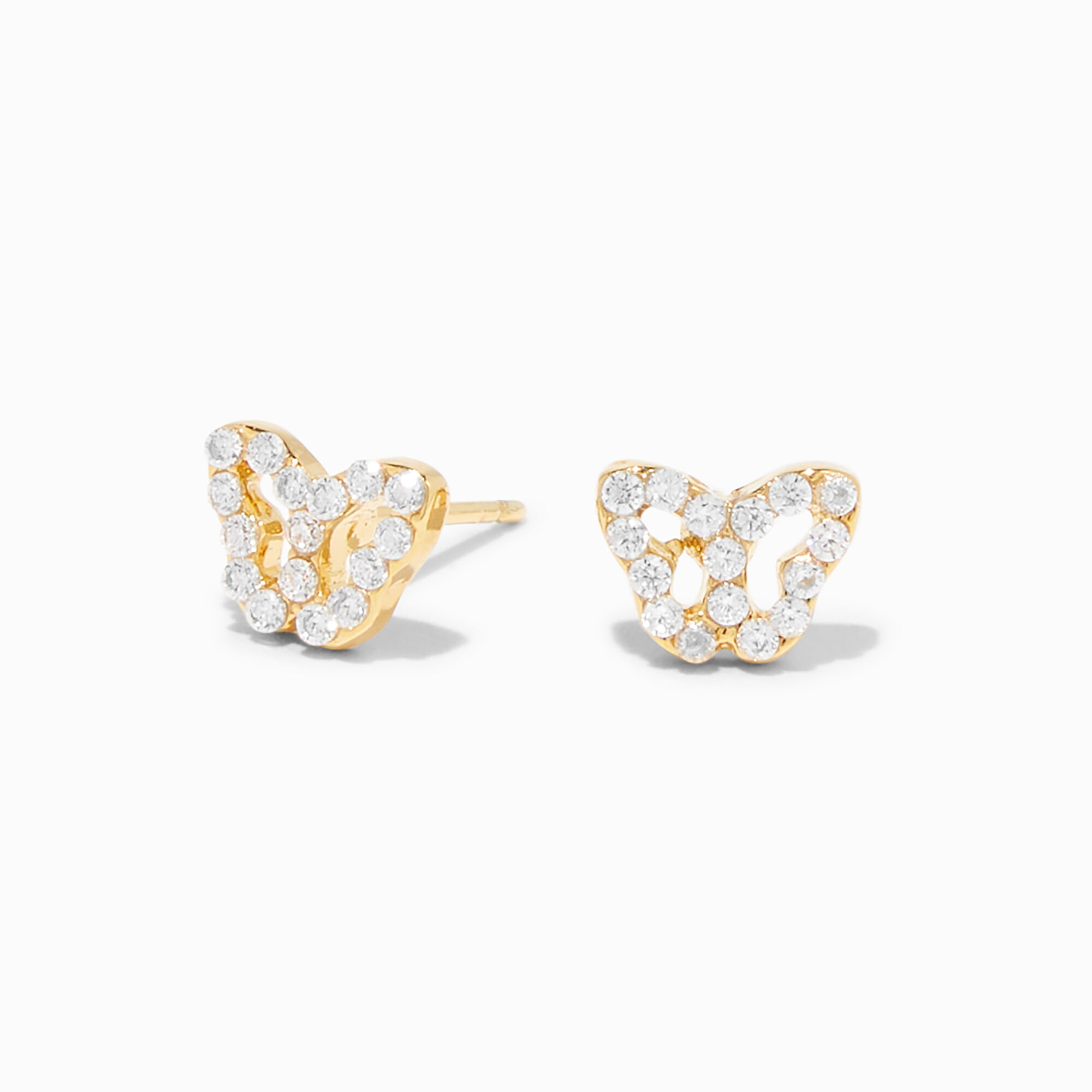 View C Luxe By Claires 18K Gold Plating Cubic Zirconia Pavé Butterfly Stud Earrings Yellow information