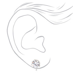 Boucles d&#39;oreilles &agrave; clip avec strass ronds en zircon cubique d&rsquo;imitation couleur argent&eacute;e - 8&nbsp;mm,