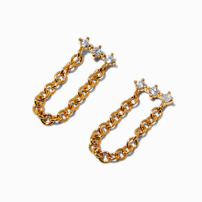 C LUXE by Claire&#39;s 18kt Gold Plated Cubic Zirconia Mini Chain Drop Earrings,