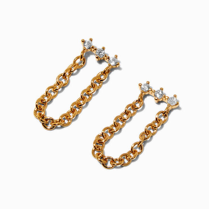 C LUXE by Claire&#39;s 18kt Gold Plated Cubic Zirconia Mini Chain Drop Earrings,