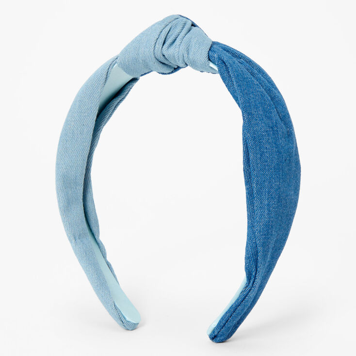 Two-Tone Blue Chambray Knotted Headband,