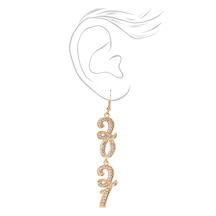 Gold 3&quot; 2021 Cubic Zirconia Linear Drop Earrings,