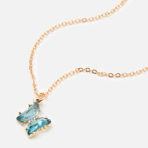 Butterfly Birthstone 16&quot; Gold-tone Pendant Necklace - December,