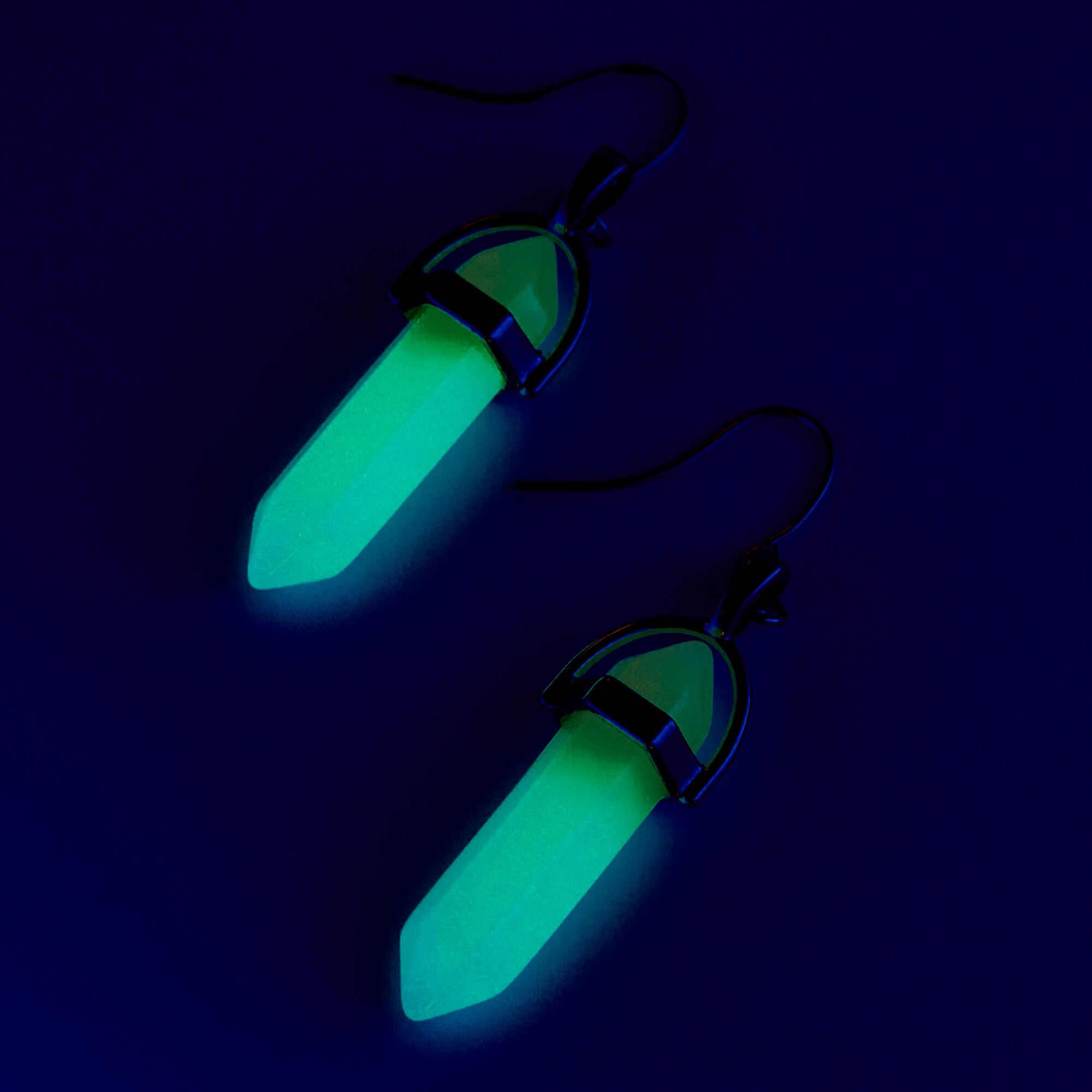 Pink & Blue Glow In The Dark Mystical Gem Drop Earrings,