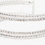 Bracelet manchette ouvert perl&eacute; avec strass couleur argent&eacute;e,