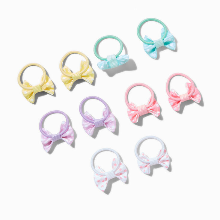 Claire&#39;s Club Pastel Dot Bow Hair Ties - 10 Pack,