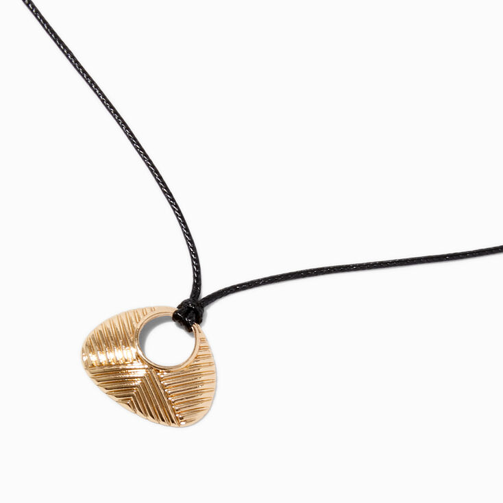 Gold-tone Textured Bean Corded Pendant Necklace,
